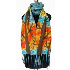 Handmade Wool Scarf - Fall Motif